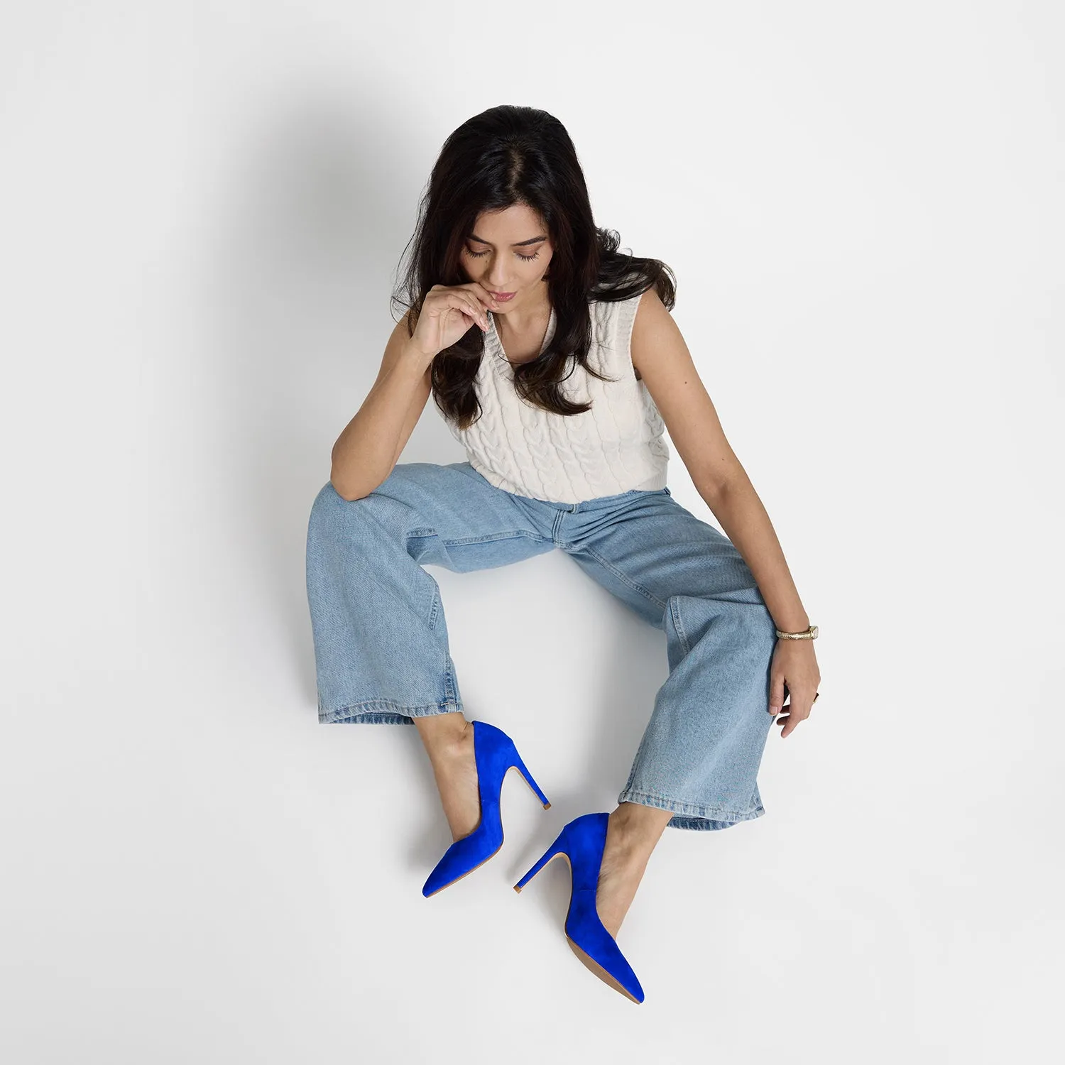 Nemesis 95mm Heel | Cobalt Blue Suede Heels for Spring