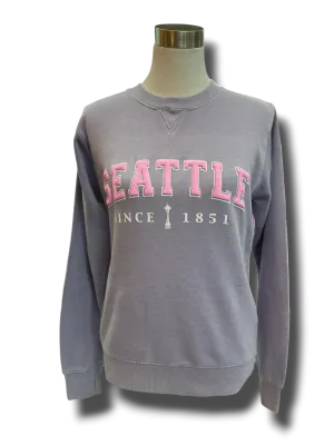 Contrast Stitching lanyard accents Applique Seattle Crew Sweatshirt