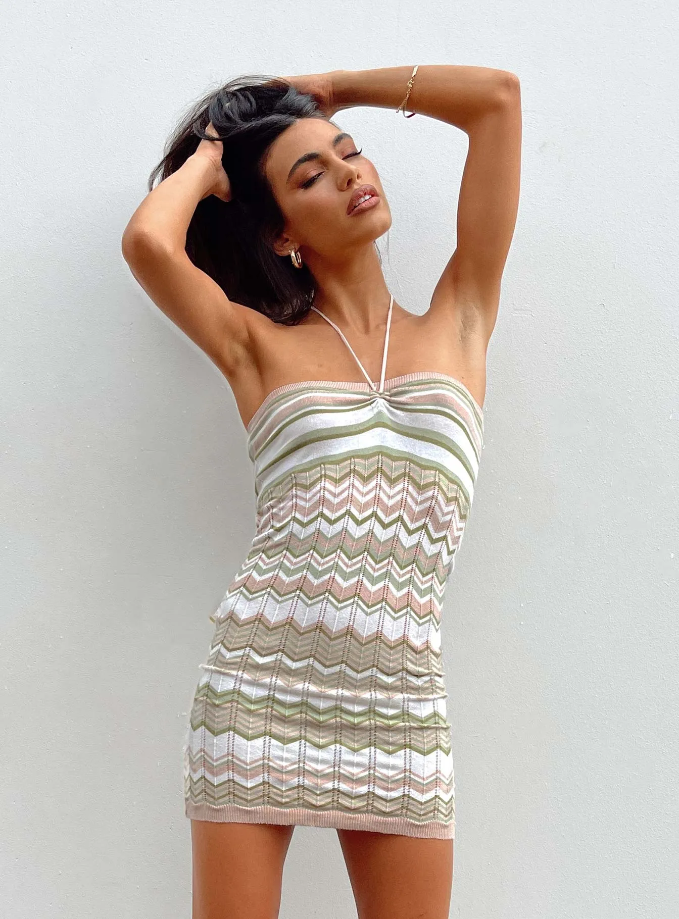 Summer Outfit Side-Zip Ariella Mini Dress Green