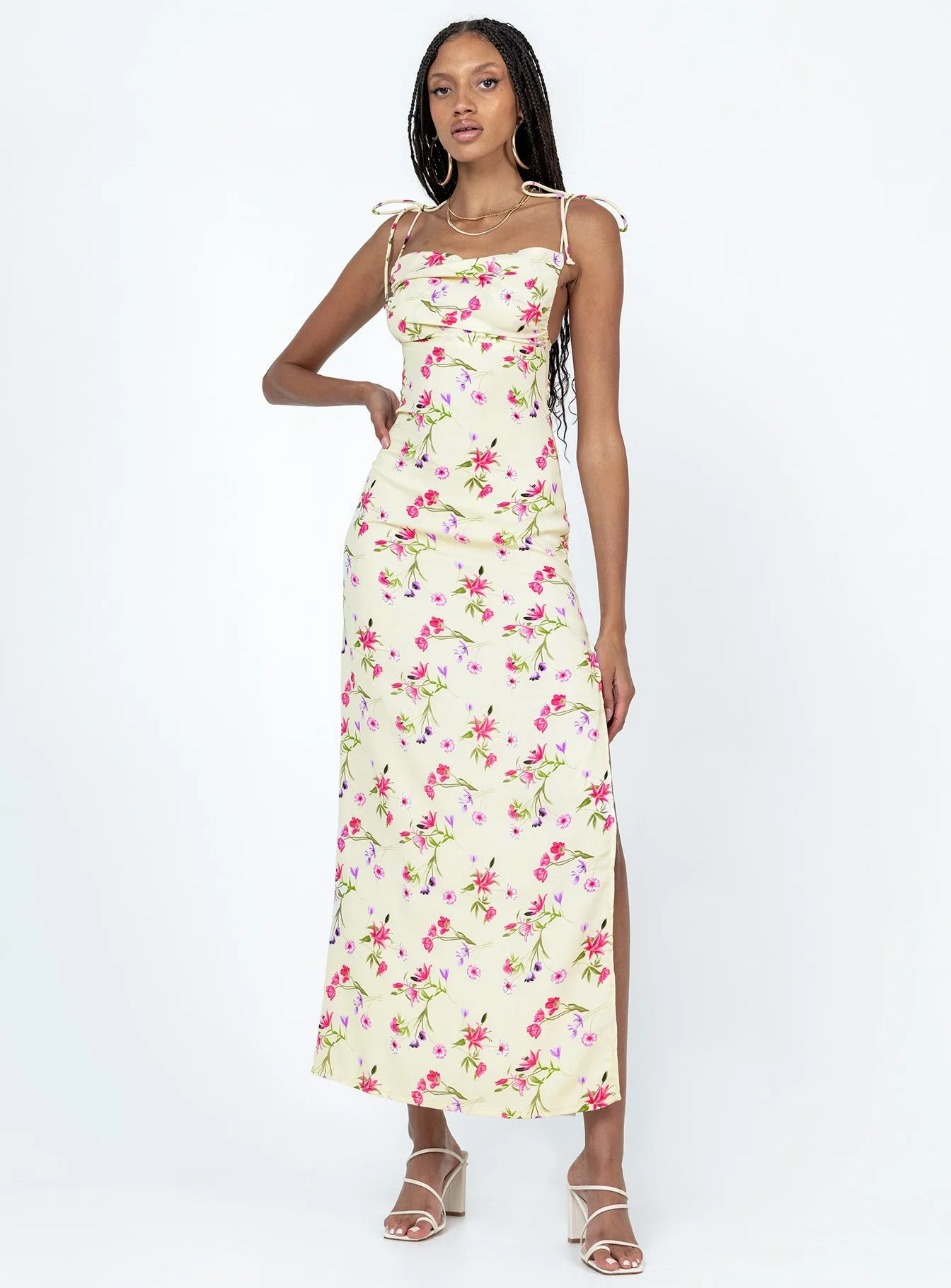 Elegance Glow Arness Maxi Dress Yellow Floral