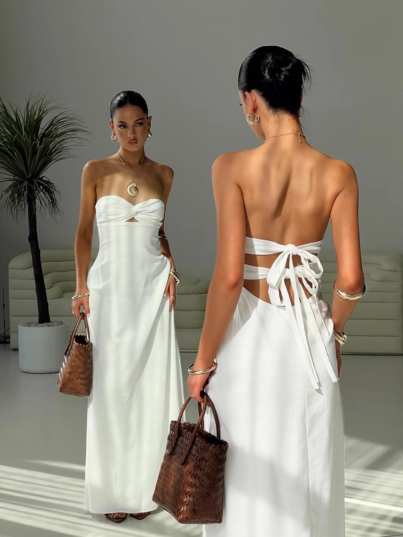 Artis Strapless Maxi Dress White Cozy Tones