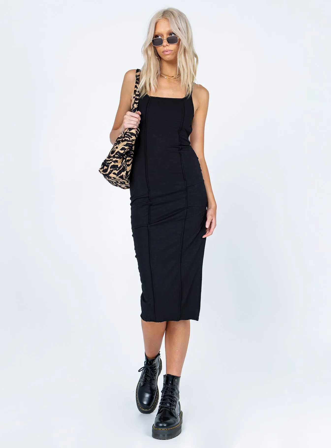 Pleat Breeze Alya Midi Dress Black
