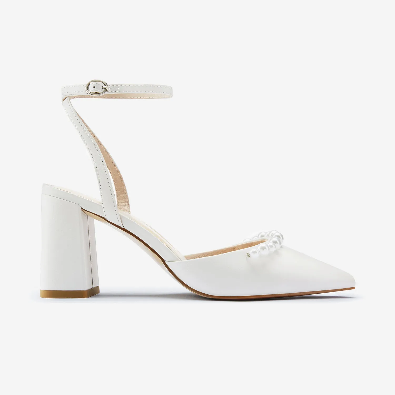 Comfortable Shoes Ash Heel | White Leather/Pearl