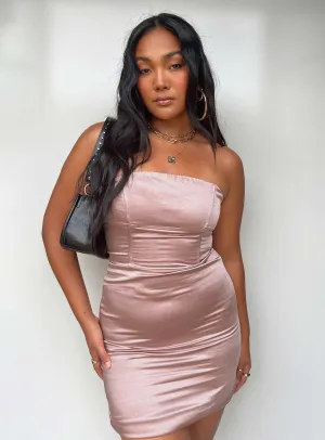 Ashbur Strapless Mini Dress Pink Bright Petal Drape Wave