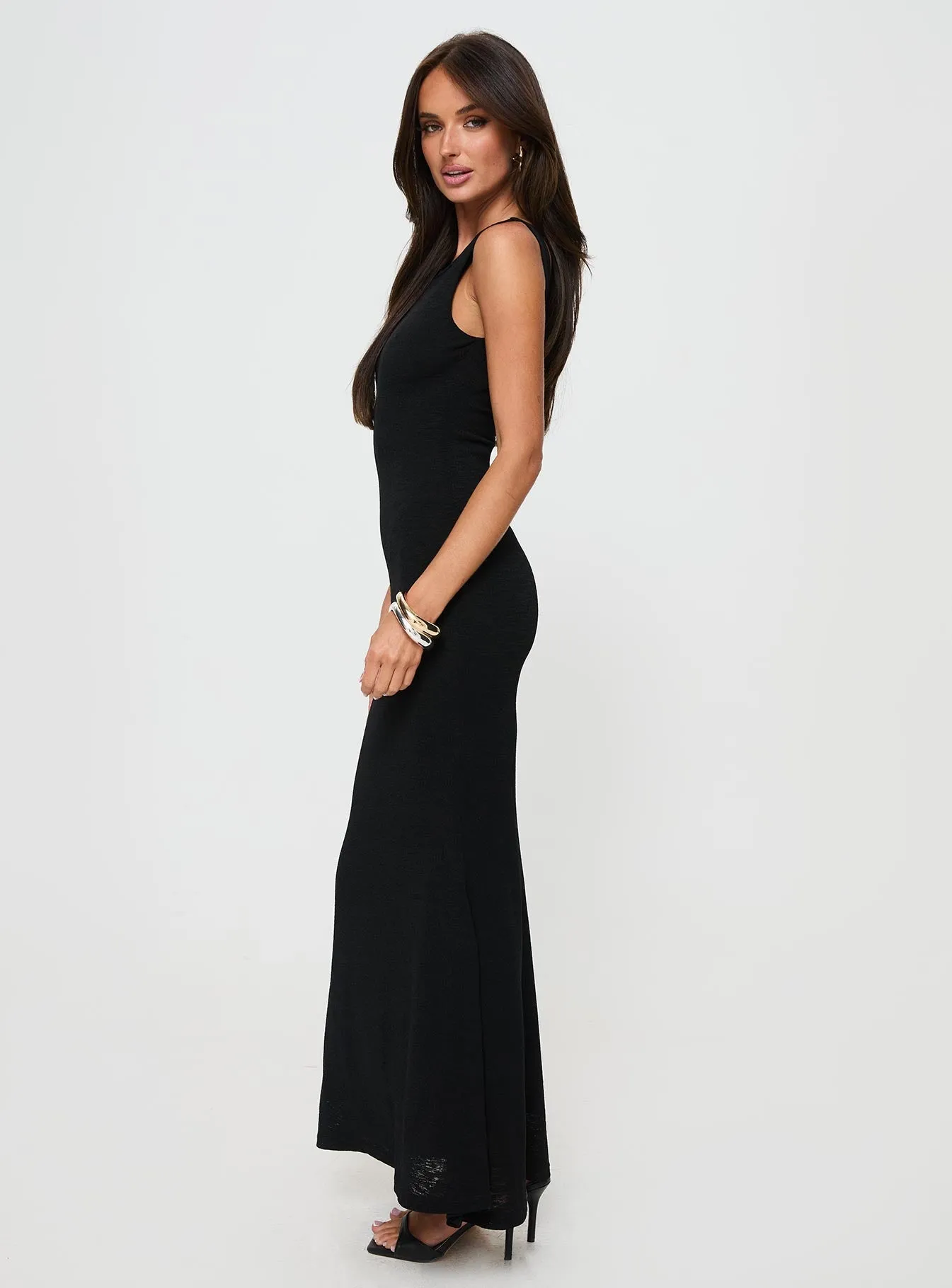 Ashen Maxi Dress Black Fall Flow NonIrritatingLining