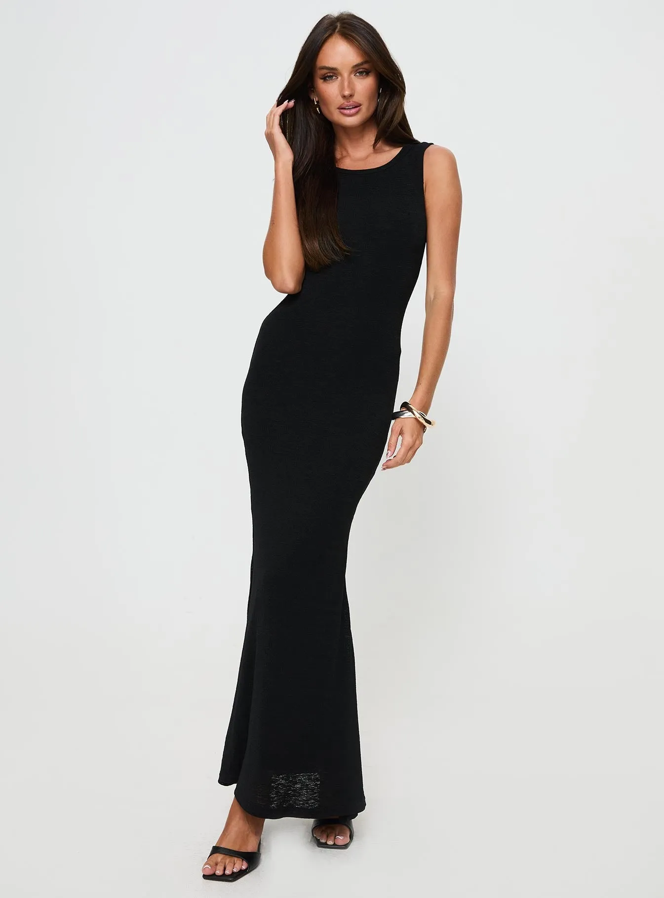 Ashen Maxi Dress Black Lower Hem
