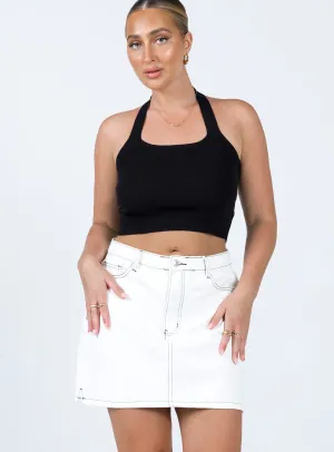 Water Repellent Finish Aswan Constrast Stitch Mini Skirt White