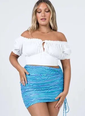 Cinzia Mini Skirt Blue ruffle trim