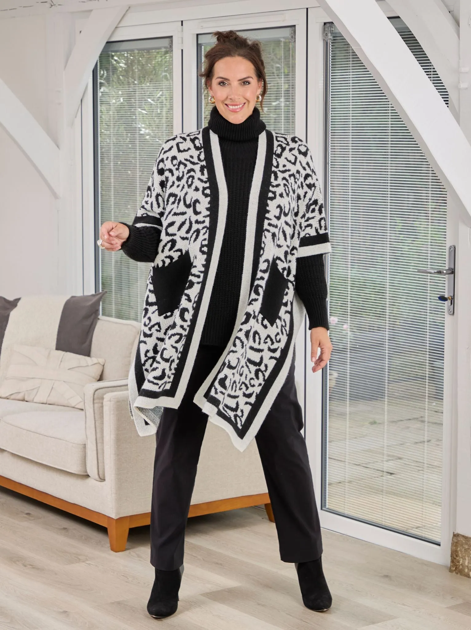 Athena Knitted Poncho - Leopard Low Maintenance EcoFriendly Dyeing