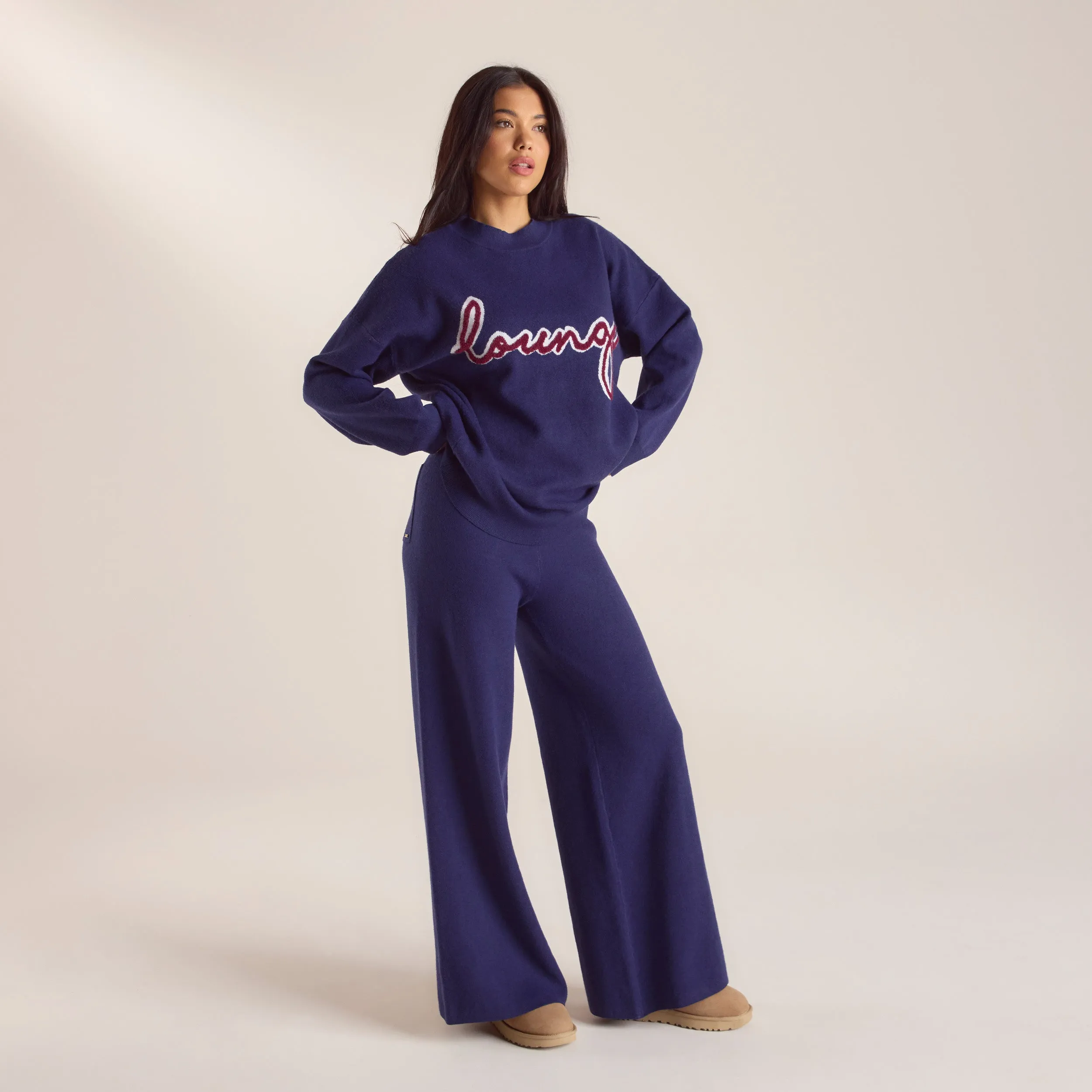 Travel Companion right for travel Logo Knitted Crew Neck Jumper - Navy