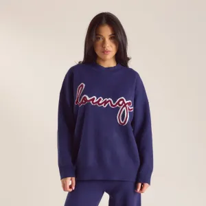 Logo Knitted Crew Neck Jumper - Navy Weekend Sporty