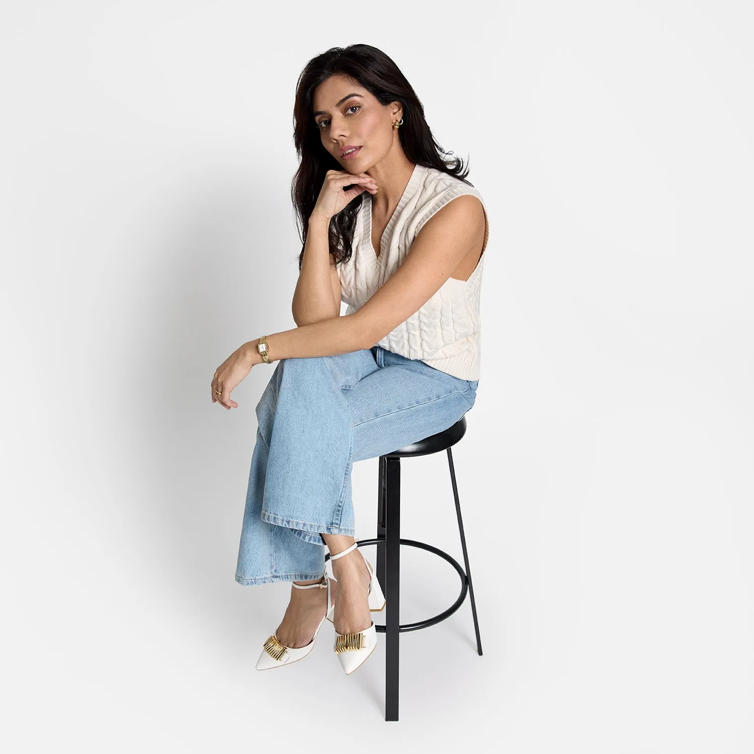 Austin Heel Ltd Ed | White Leather Laser cut