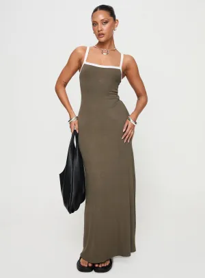Austrina Maxi Dress Olive Artisanal-Detail All Layer