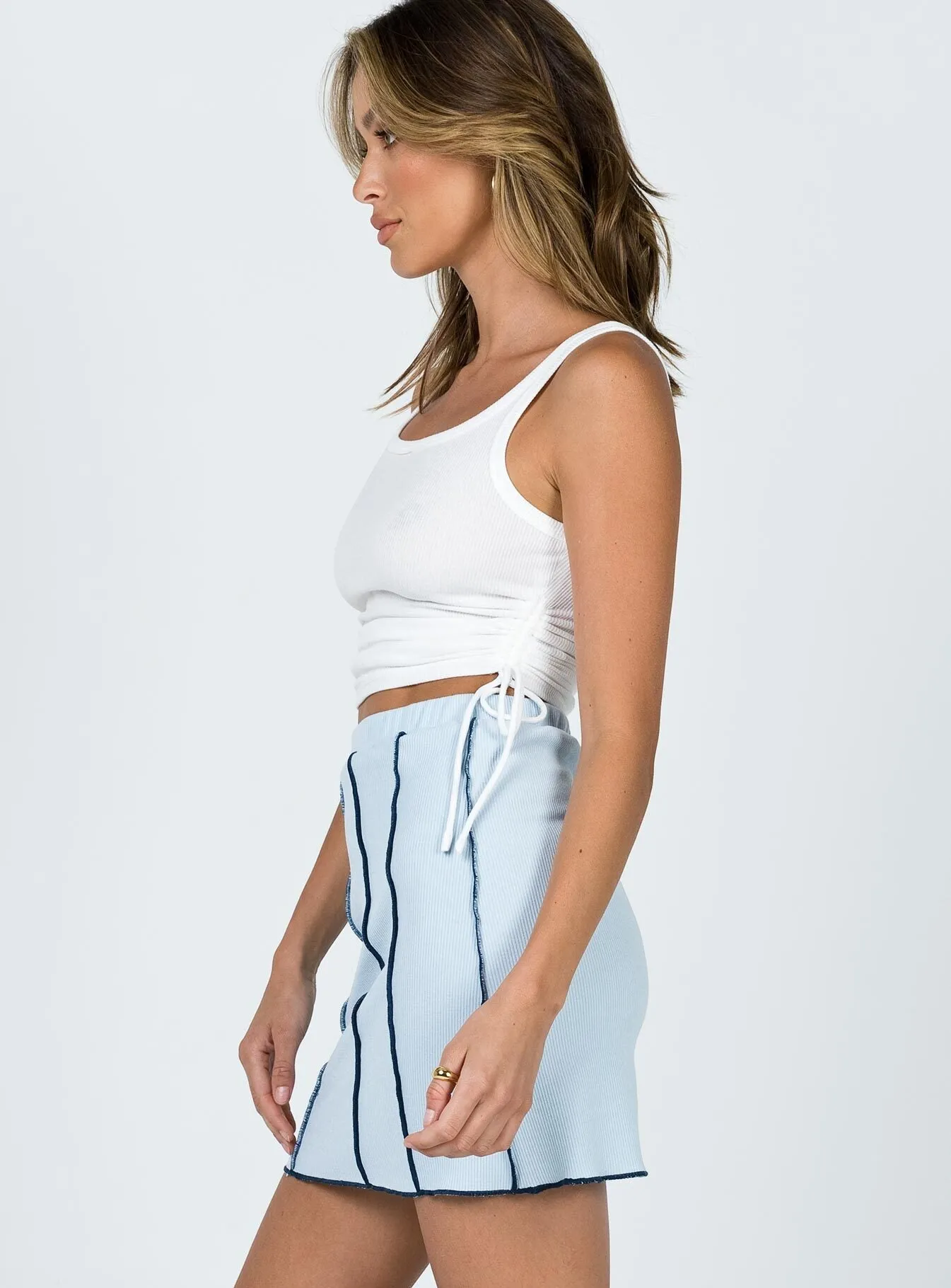 Nelle Mini Skirt Blue Versatile Outfit Button Fastenings