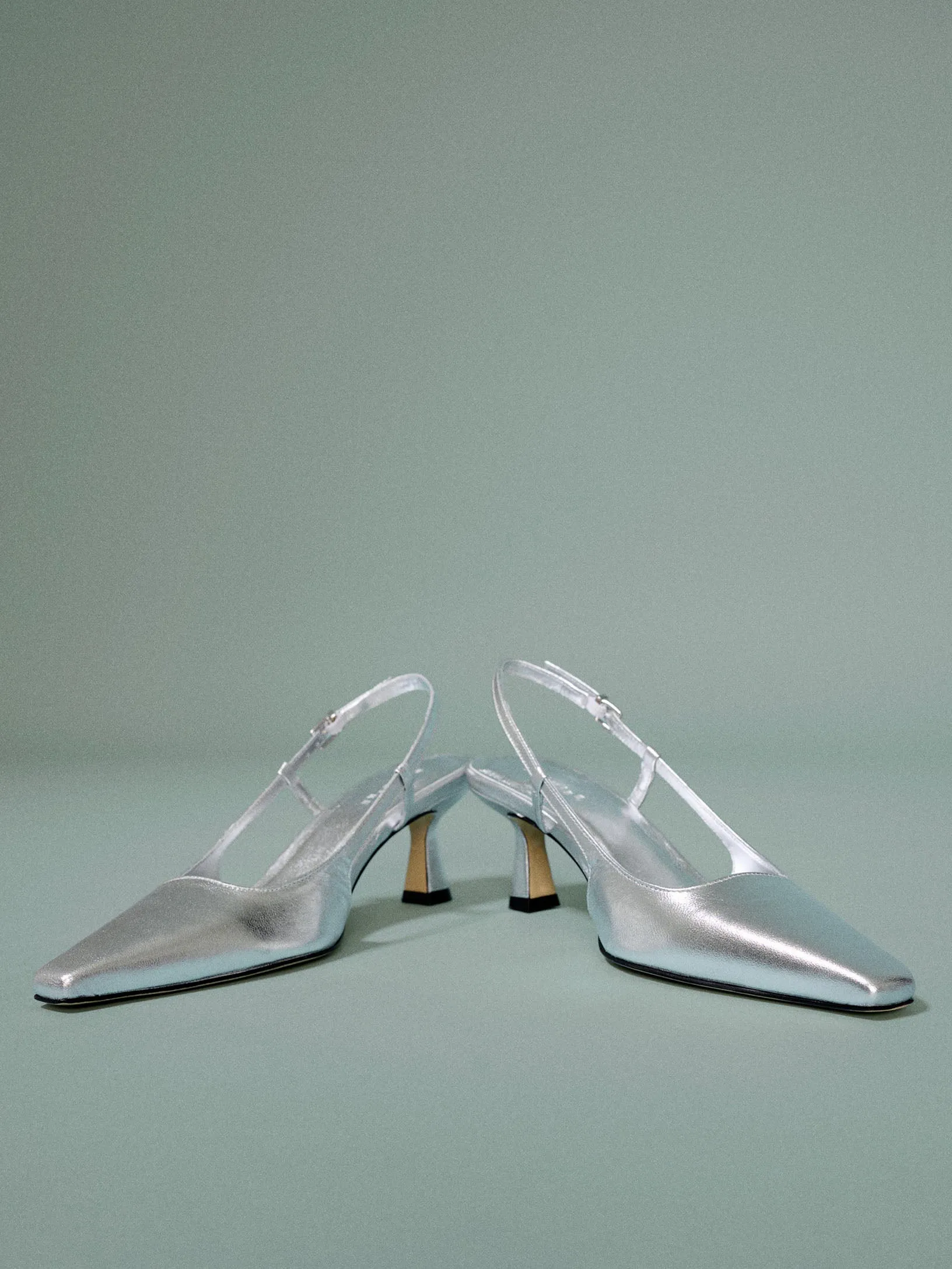 Peep Toe Leather Pumps Bahia Silver Pump