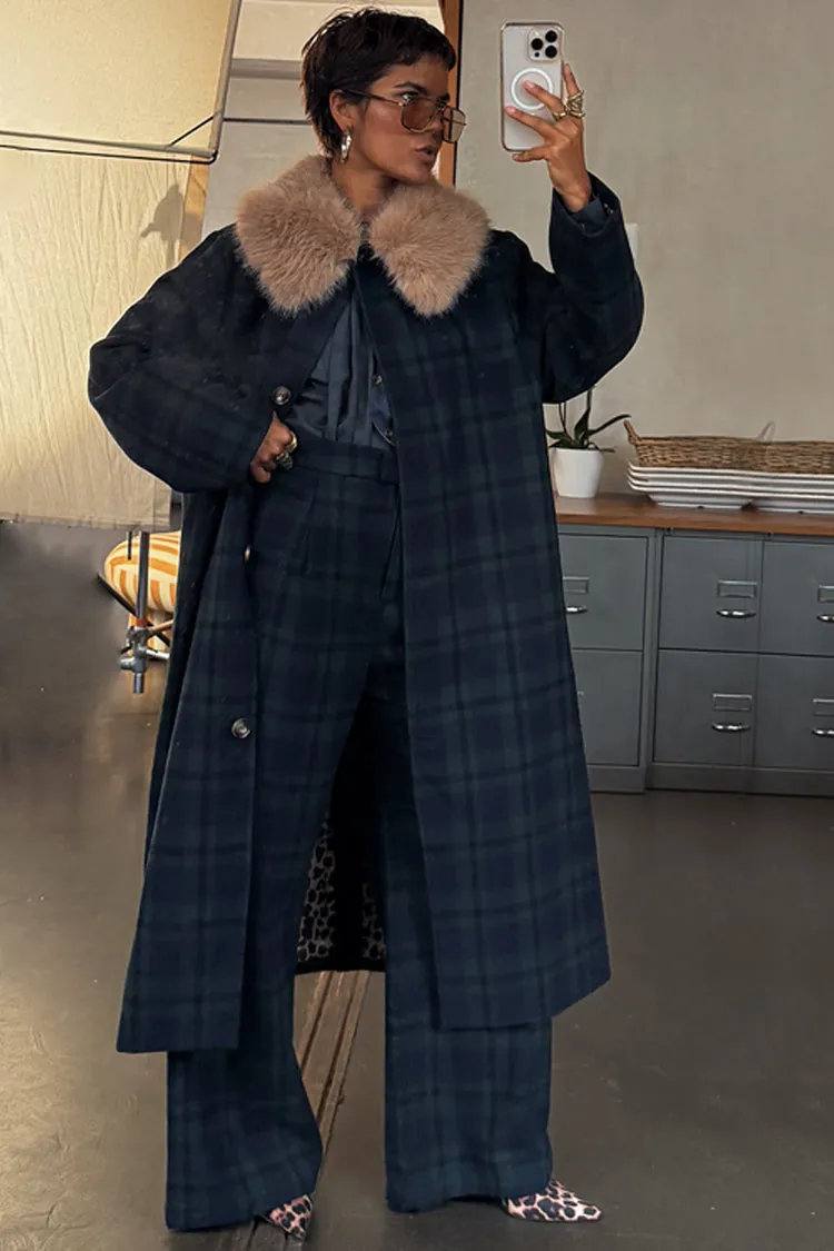 Blue Tartan Coat Double Layered Hood Articulated Elbows