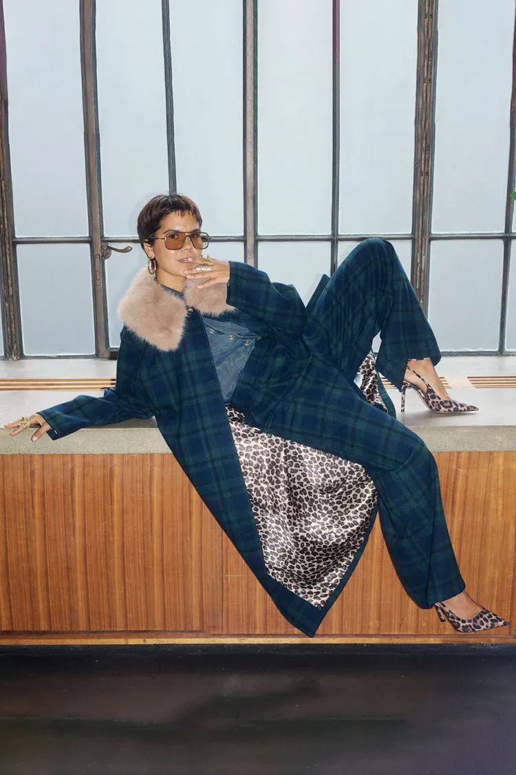 Versatile Fit Layer Blue Tartan Coat