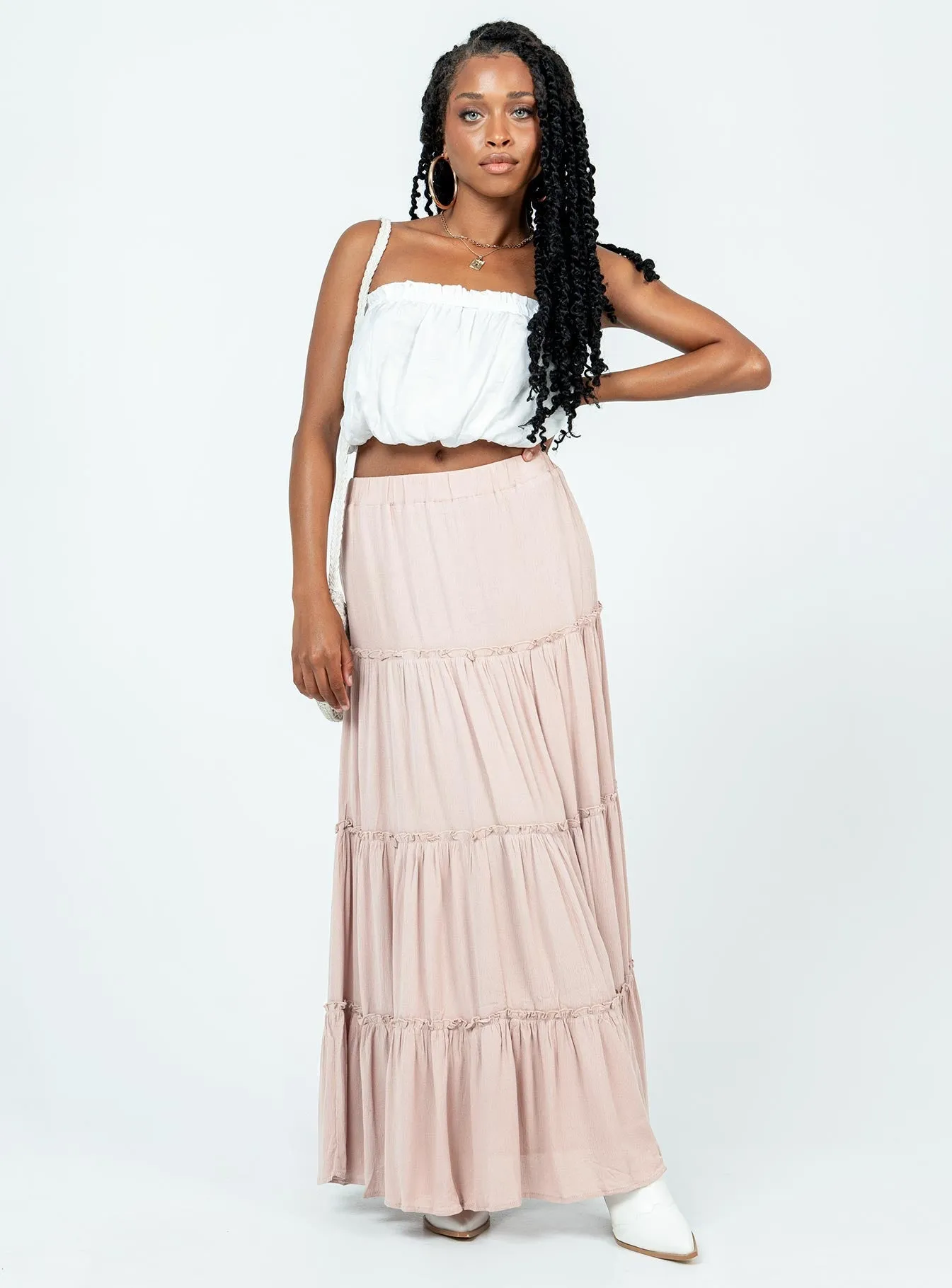 Miriah Maxi Skirt Beige Thermoregulating Fabric