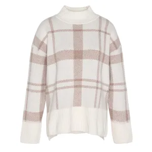 Barbour Womens Deanna Knitted Jumper Winter White Tartan Stay Simple