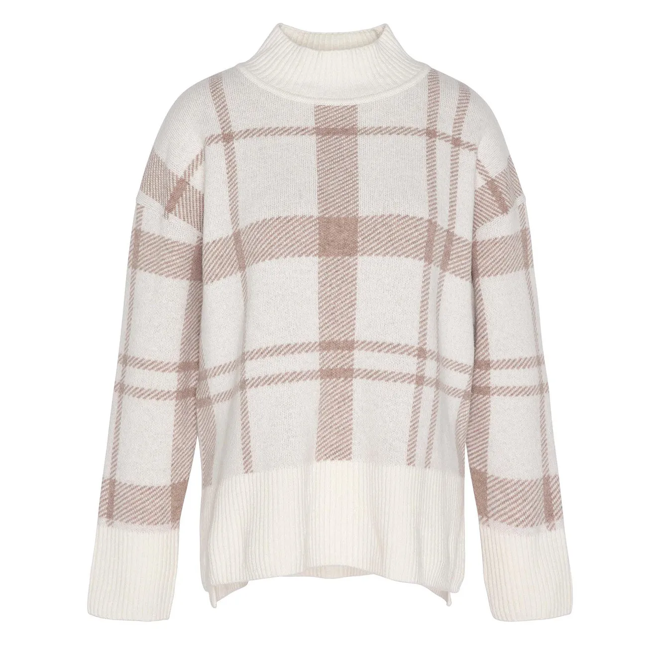 Barbour Womens Deanna Knitted Jumper Winter White Tartan Stay Simple