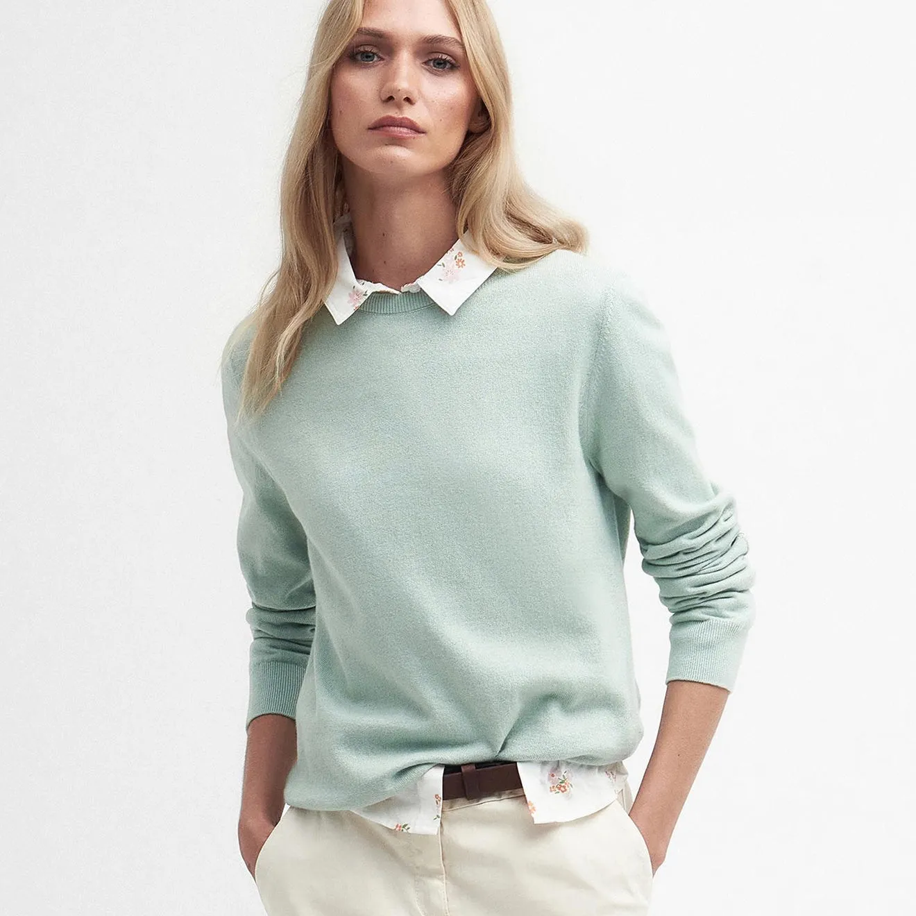 Barbour Womens Lavender Crew Neck Jumper Bayleaf Versatile Casual Look