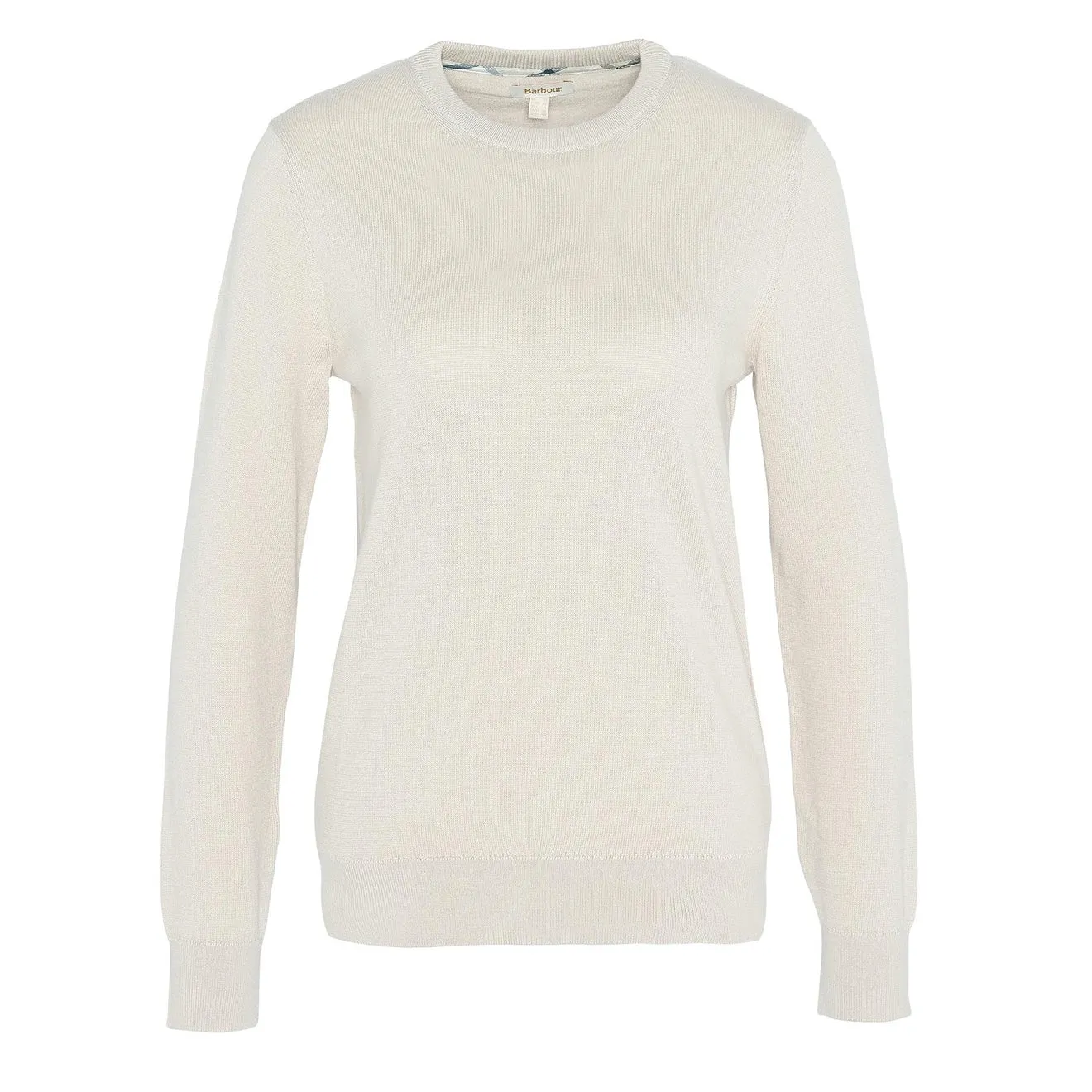 Ultra Soft Yarn Garment Dyed Barbour Womens Lavender Crew Neck Jumper Sand