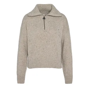 Barbour Womens Lavensdale Half Zip Knitted Jumper Oatmeal Elegant Look