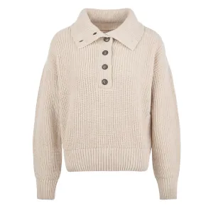 WaffleKnit Texture Thermochromic Fiber Applications Barbour Womens Yarrow Knitted Jumper Oatmeal