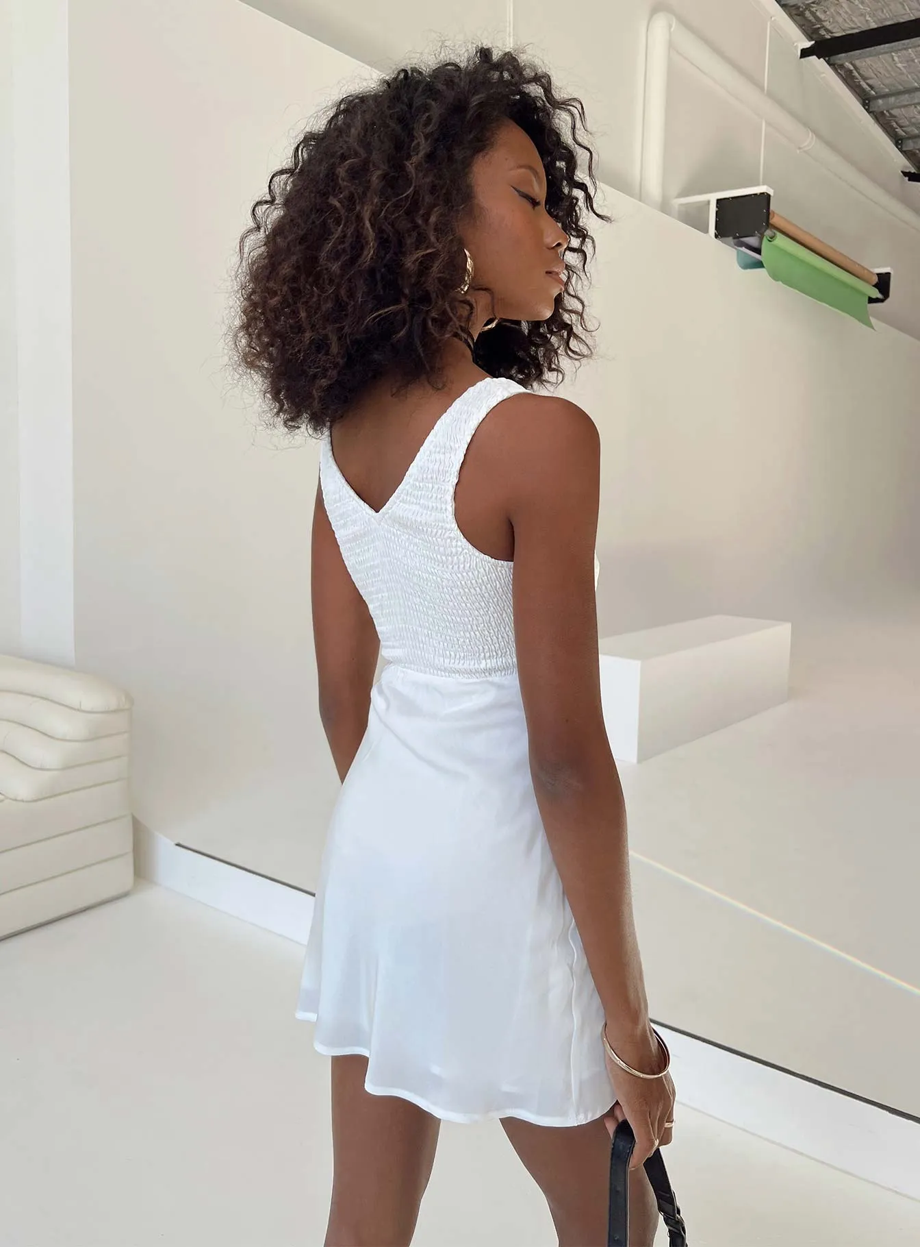 Bareena Mini Dress White Skin Touch Airy Silk