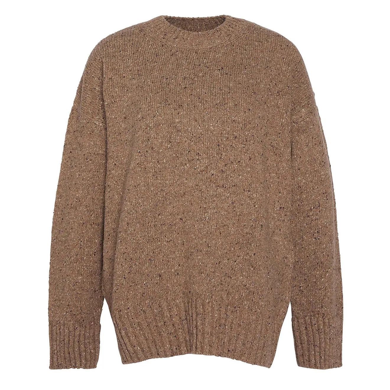 Barbour Womens Lavensdale Crew Knitted Jumper Honey WrinkleResistant Finish Plush Inner Lining