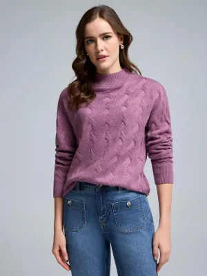 Wardrobe Must Basketweave Mock Neck Sweater