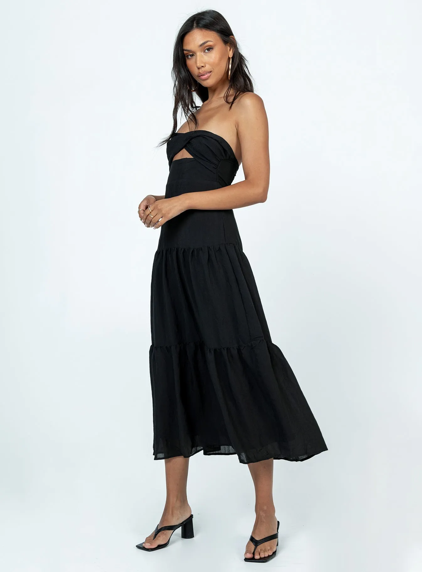 Allie Maxi Dress Black Tailored Waistband