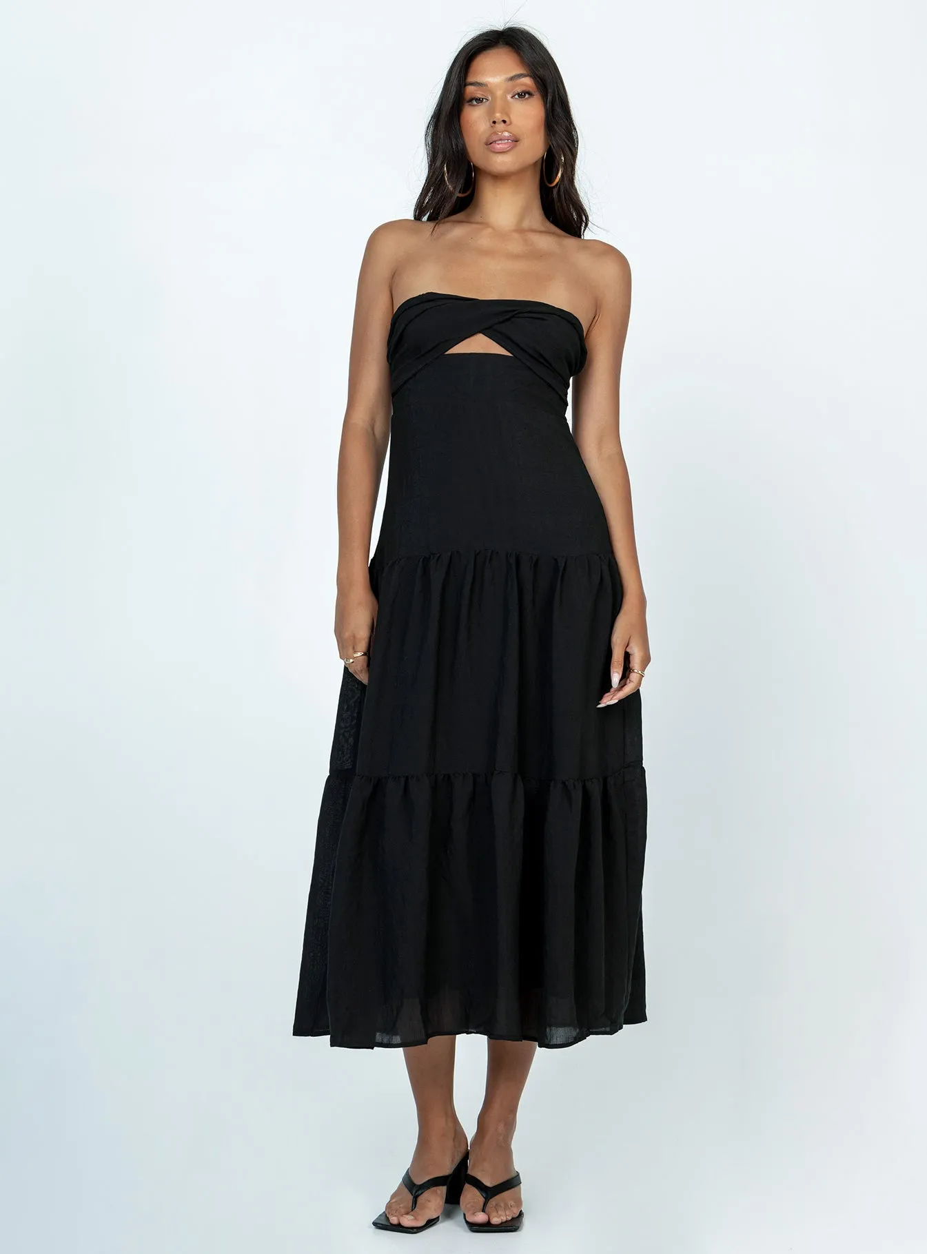 Allie Maxi Dress Black Cotton-Blend Form Focus