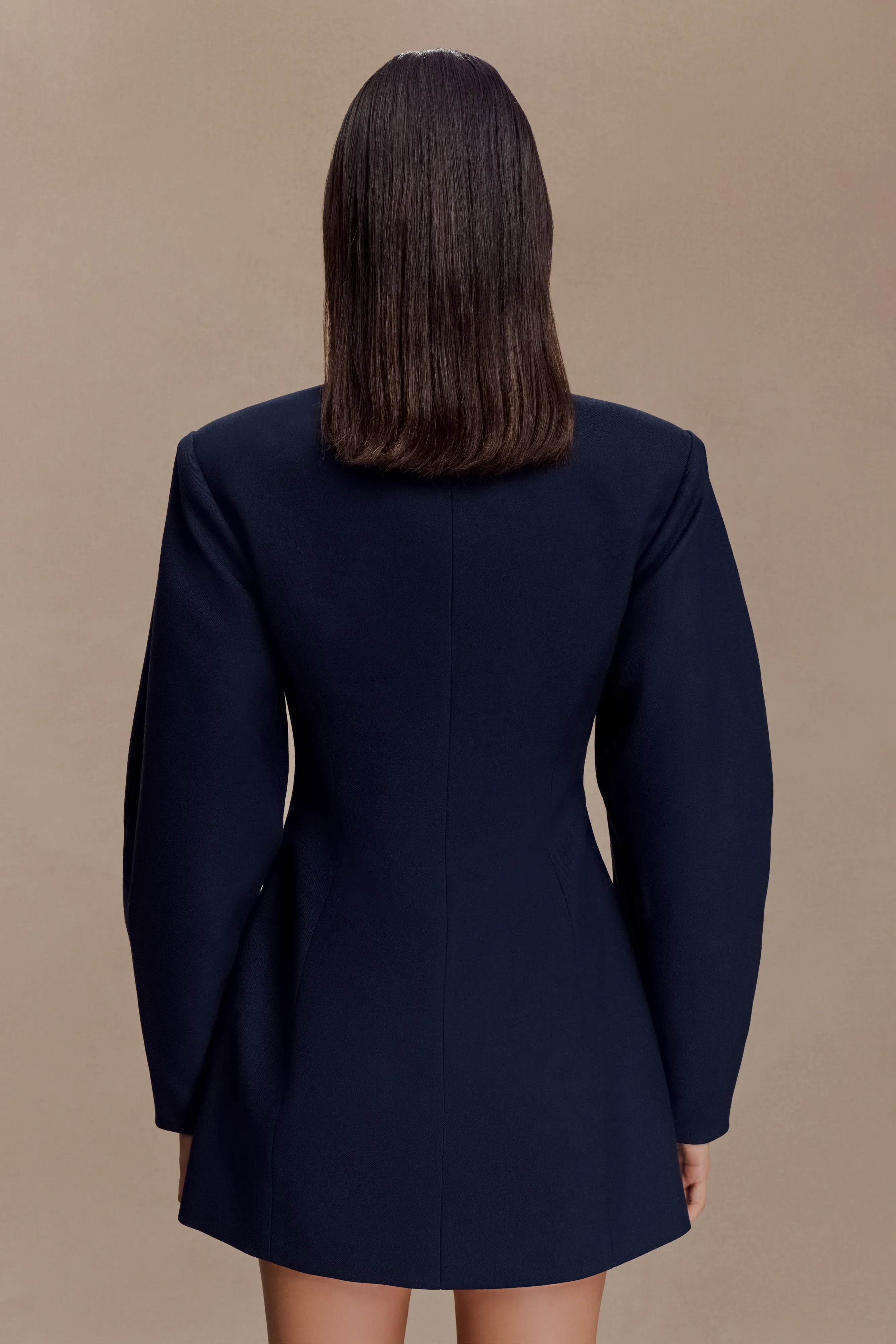 Beatrice Blazer Mini Dress - Navy Secure Closure System Crisp Detail