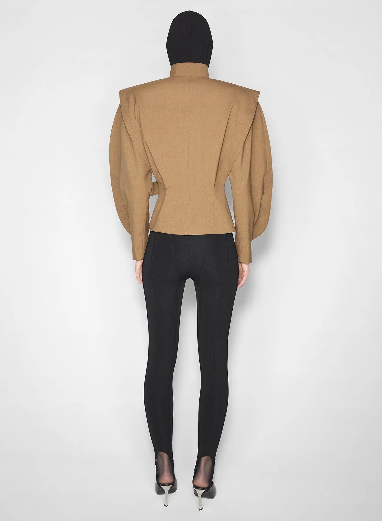 beige asymmetric officer jacket Anti Pilling Surface Snow Ready Outfit