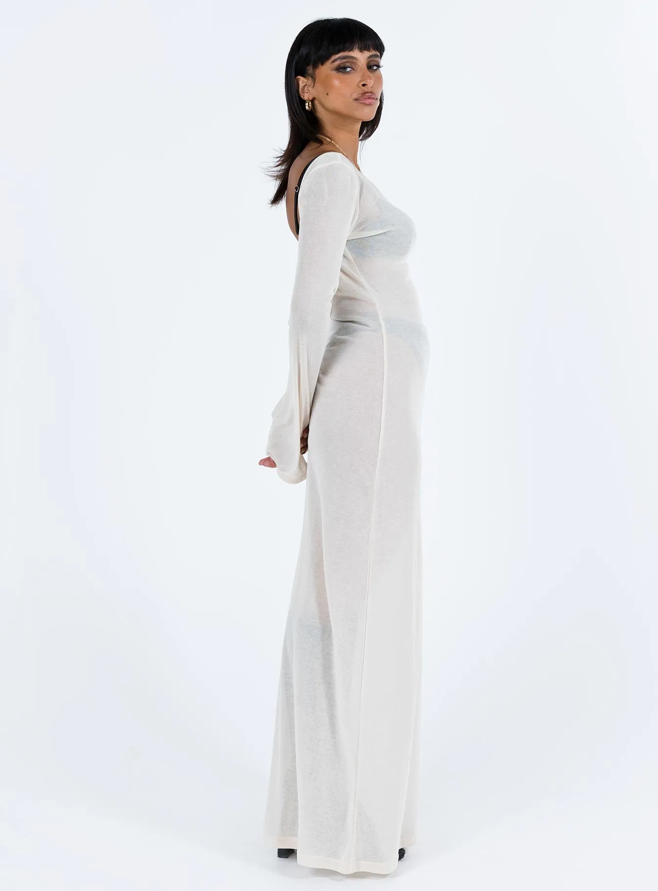 Sarelle Low Back Knit Maxi Dress Beige City Layers