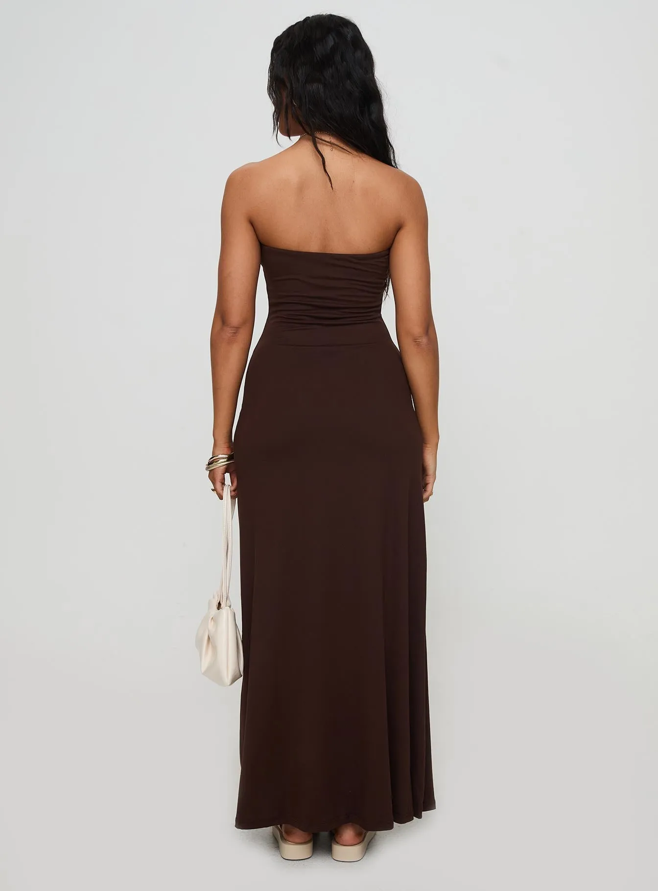Bellaire Strapless Maxi Dress Brown Subtle Finish