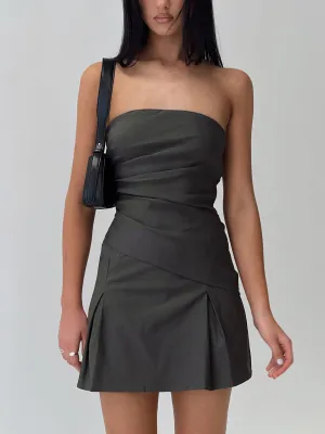 Belleza Strapless Mini Dress Slate Grey Relaxed Design