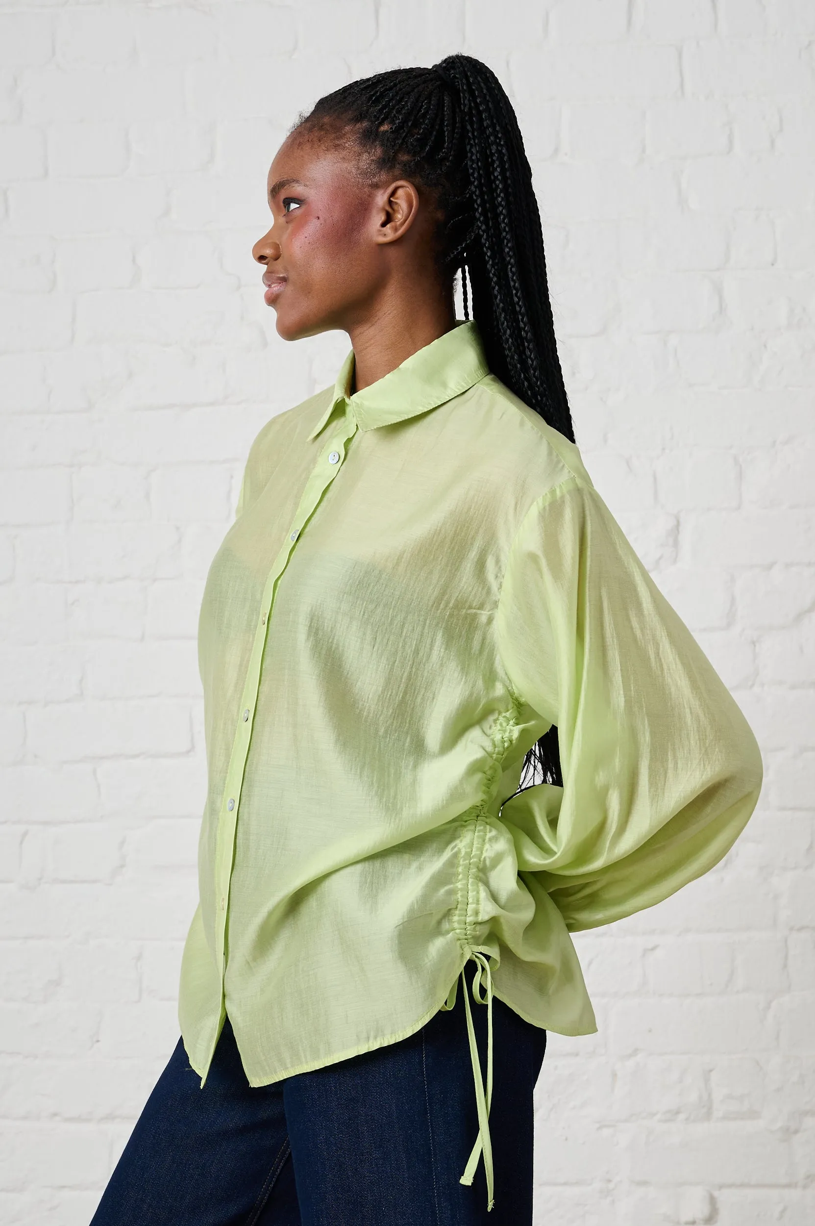 Seasonal top Trendy Comfort Bellow Sleeve Drawstring Shirt in Mint