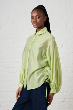Anti Pilling Treatment Stretch waistband Bellow Sleeve Drawstring Shirt in Mint