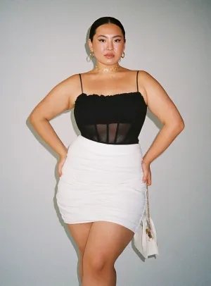 Designer Inspired Benji Mini Skirt White Curve