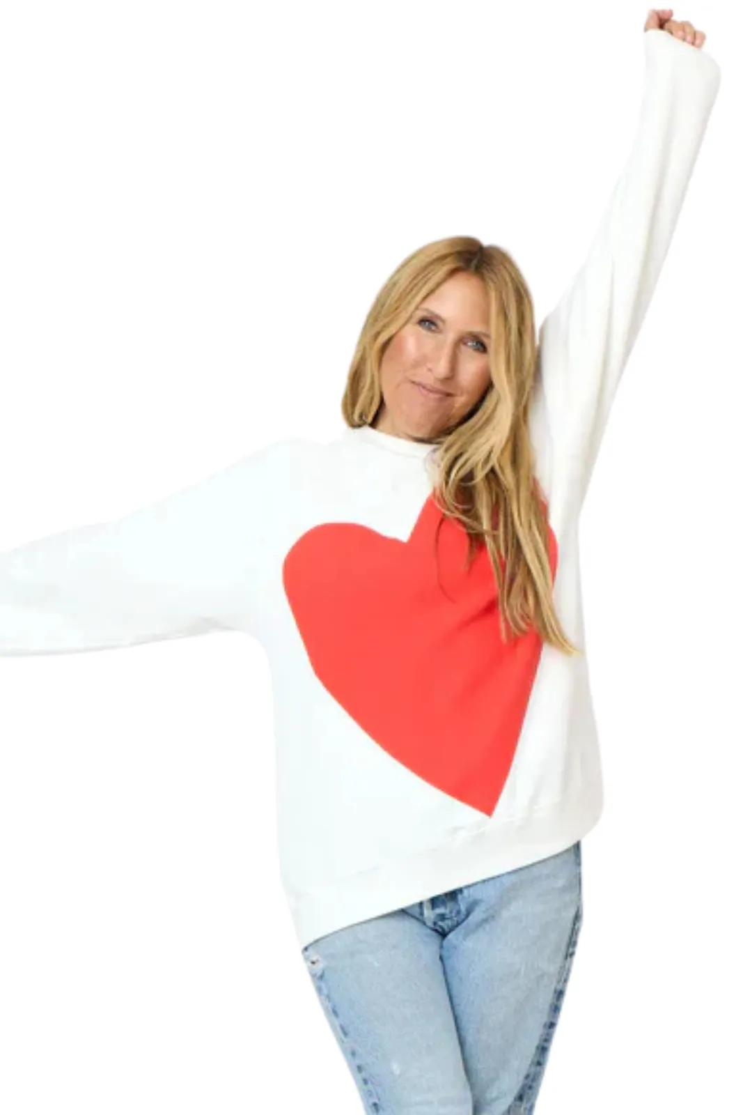 Silk Benton Imperfect Heart Sweatshirt, White