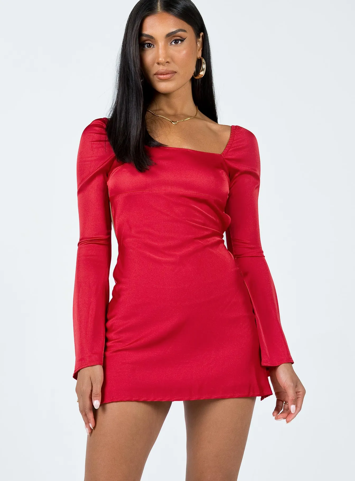Beresford Long Sleeve Mini Dress Red Soft Presence