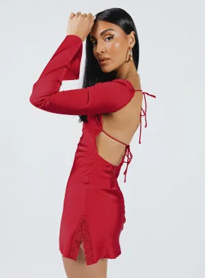 Beresford Long Sleeve Mini Dress Red Picture Perfect
