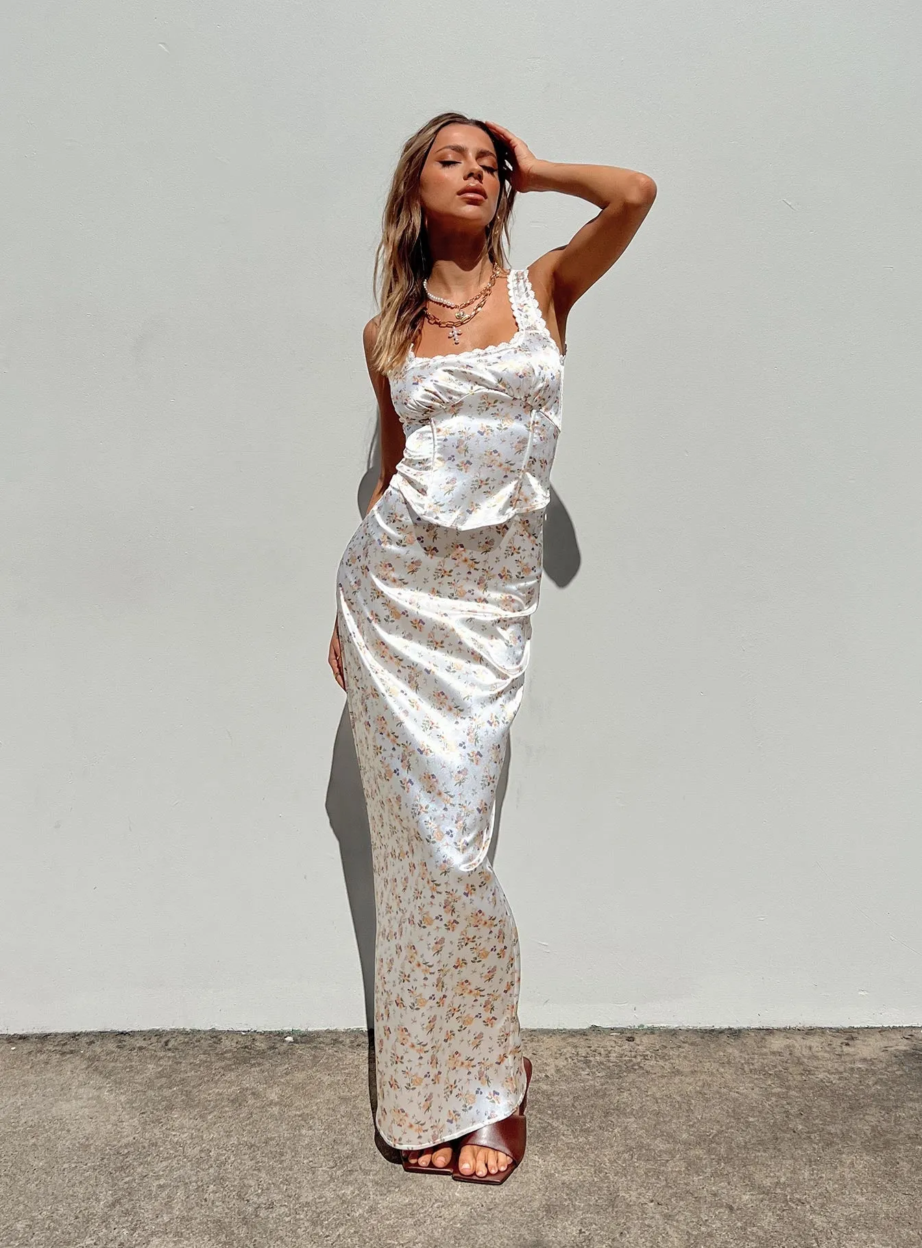 Berlin Satin Maxi Skirt White Must Have Feature