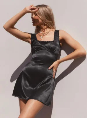 Berlin Satin Mini Dress Black Chic Everyday Wear