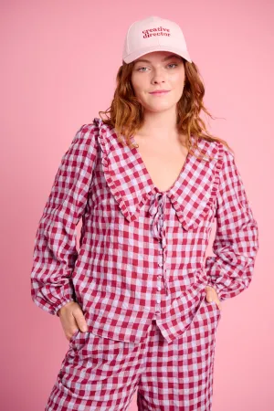 Big Collar Shirt in Burgundy/Ice Check Quick Dry Fit