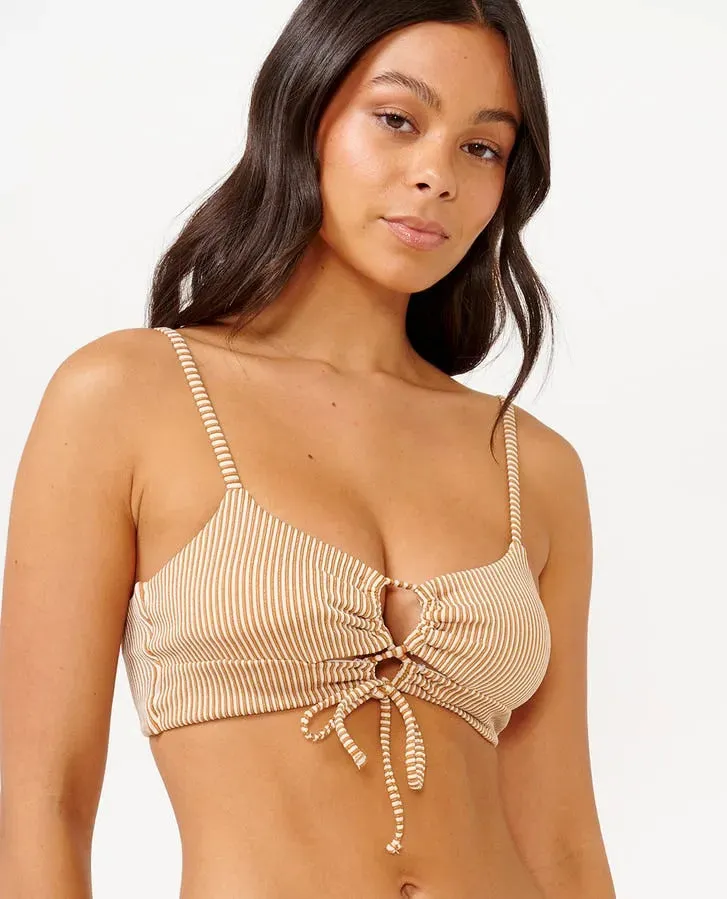 Rip Curl Womens Bikini Top Ocotillo Longline Crop Compression Support Zones