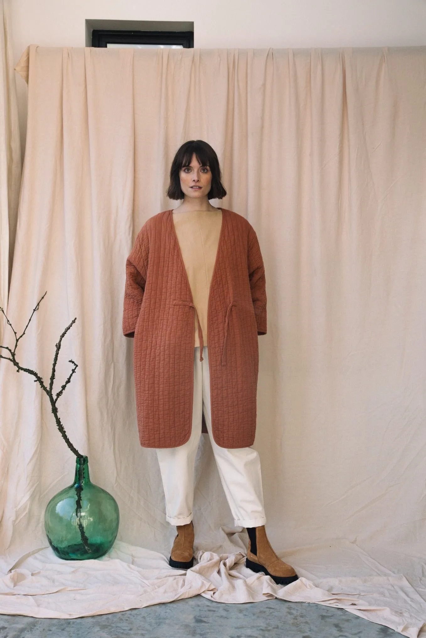 Akoya Organic Cotton Quilted Jacket in Tortoiseshell Layered Hem Details MachineWashable Fabric