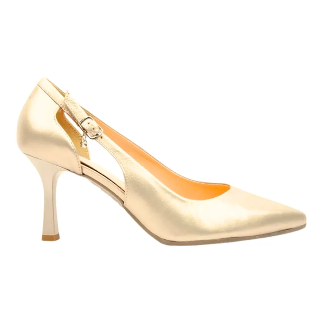 Bioeco Womens Shoe 4079 Gold Leather Glamorous Heels